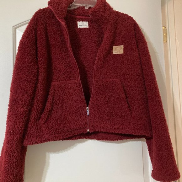 Shelly Cove Burgundy Sherpa Cropped Jacket - Picture 5 of 5